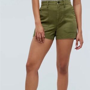 Madewell High-Waist Olive Green Utility Shorts